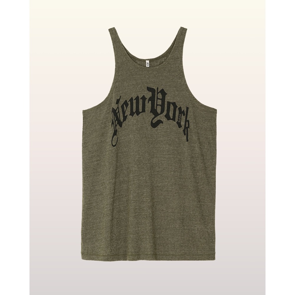 NWT R13 New York Relaxed Tank Size S Olive Green Gothic Graphic R13WK135-001AR